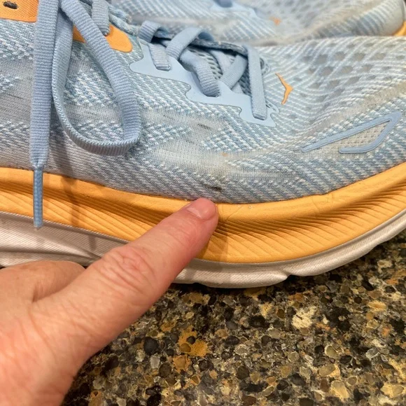 Hoka Light Blue and Peach Athletic Shoes Clifton nine size 10, ladies - Picture 10 of 10